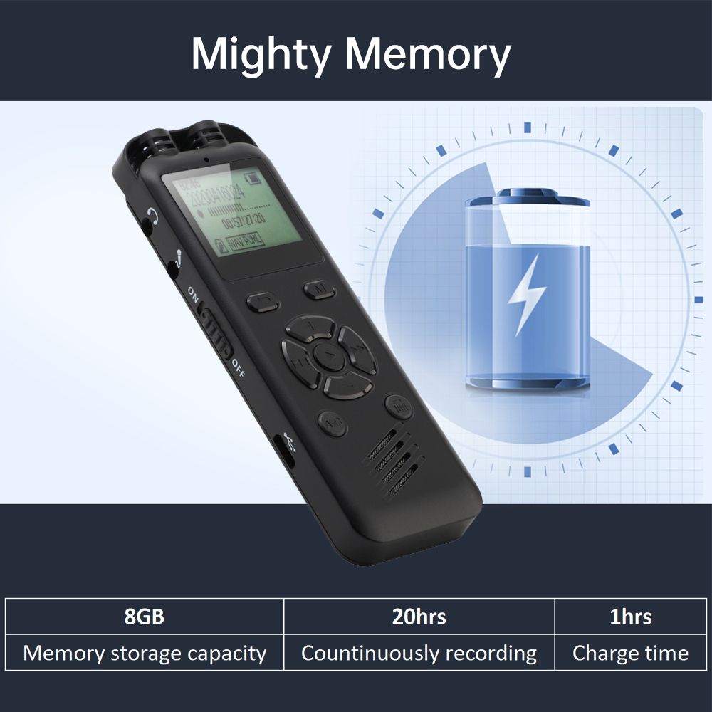 8GB Digital Voice Recorder Voice Activated Audio Recording
