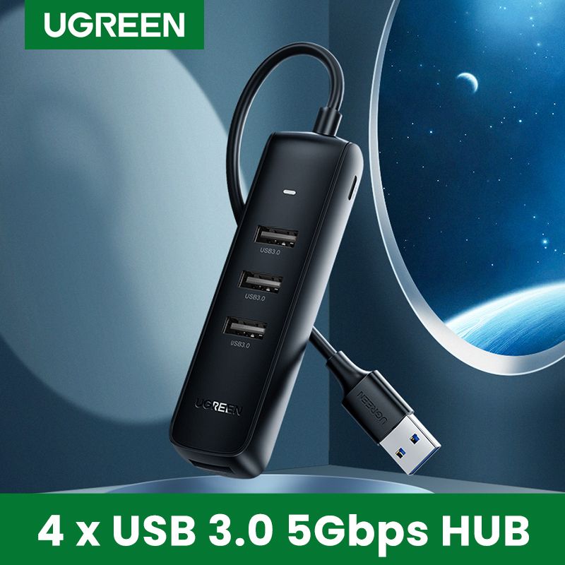 USB Hub, 4 Ports Powered USB Adapter USB 3.0 Splitter 0.25m