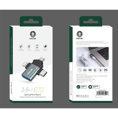 Green Lion 3 In 1 OTG Lighting/Micro/Type C USB 3.0 Super Fast Transmission