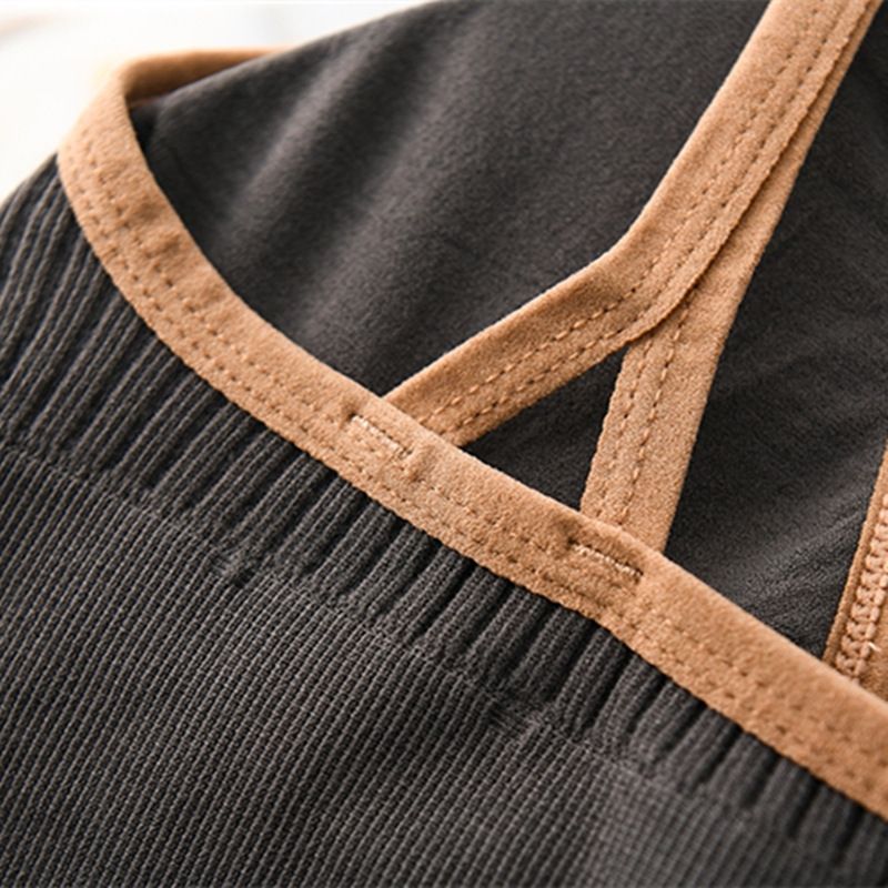 Women Non-wired Sexy Sports Bras Girls Deep V Zipper Underwear Elasticity Vest