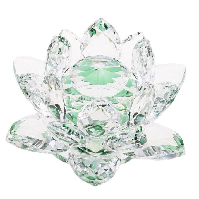 Crystal Figurine Collectibles Lotus Flower Model Wedding Green