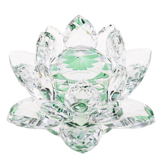 Crystal Figurine Collectibles Lotus Flower Model Wedding Green