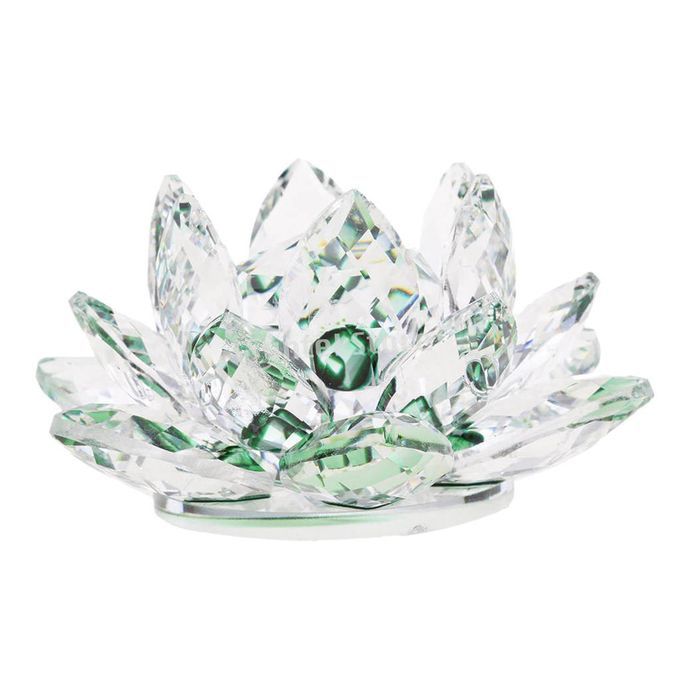 Crystal Figurine Collectibles Lotus Flower Model Wedding Green