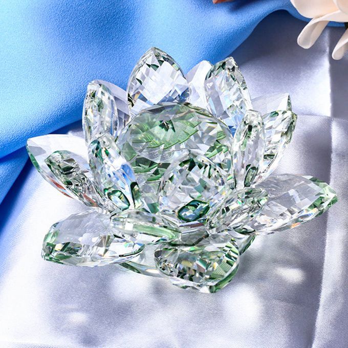 Crystal Figurine Collectibles Lotus Flower Model Wedding Green