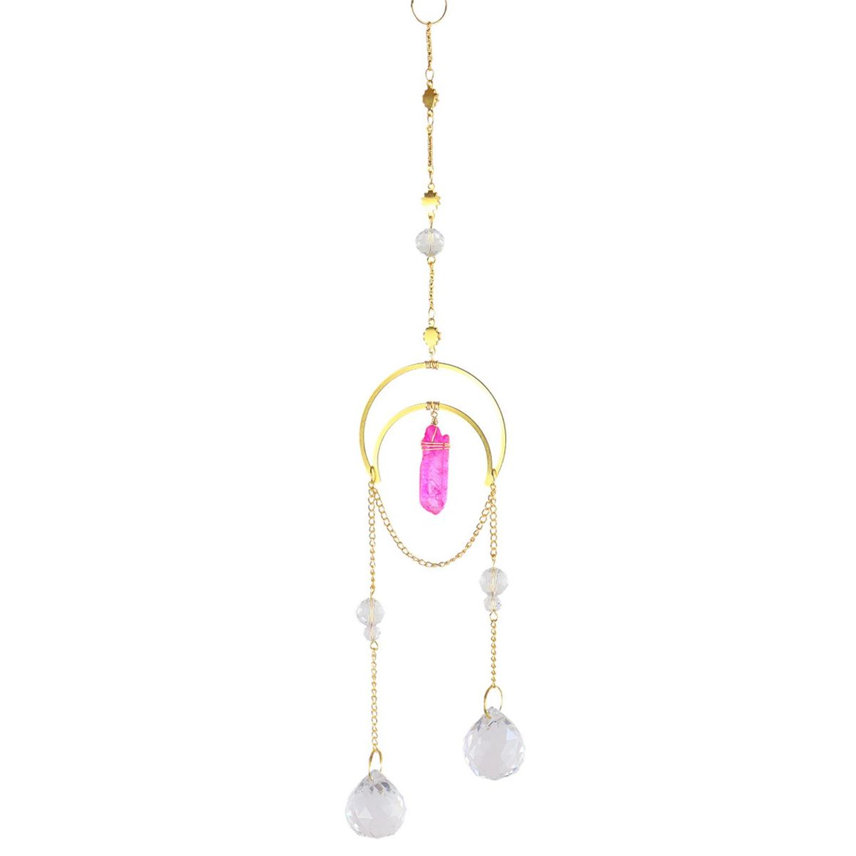 Rainbow Making Prism Living Room Hanging Faux Crystal Light Catcher Ornament Rose Red