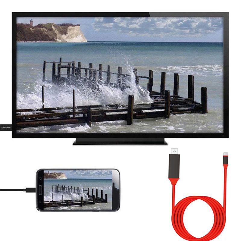 Type-C to HDMI-Compatible USB3.1 4K HDTV Cable for Android Phone to Connect TV Same Screen Device Cable 2M-White