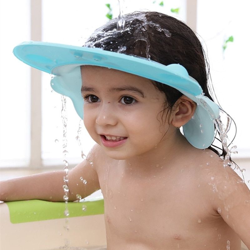 Adjustable Baby Shower Shampoo Cap Crown Shape Wash Hair Shield Hat For Baby Ear Protection Safe Children Shower Head Cover Blue Shower Cap11