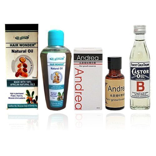 3-in-1 Rapid Natural Hair And Beard Growth Bundle: Hair Wonder Natural Oil, Andrea Fast Hair Growth Essence, And Castor Oil For Hair Growth.