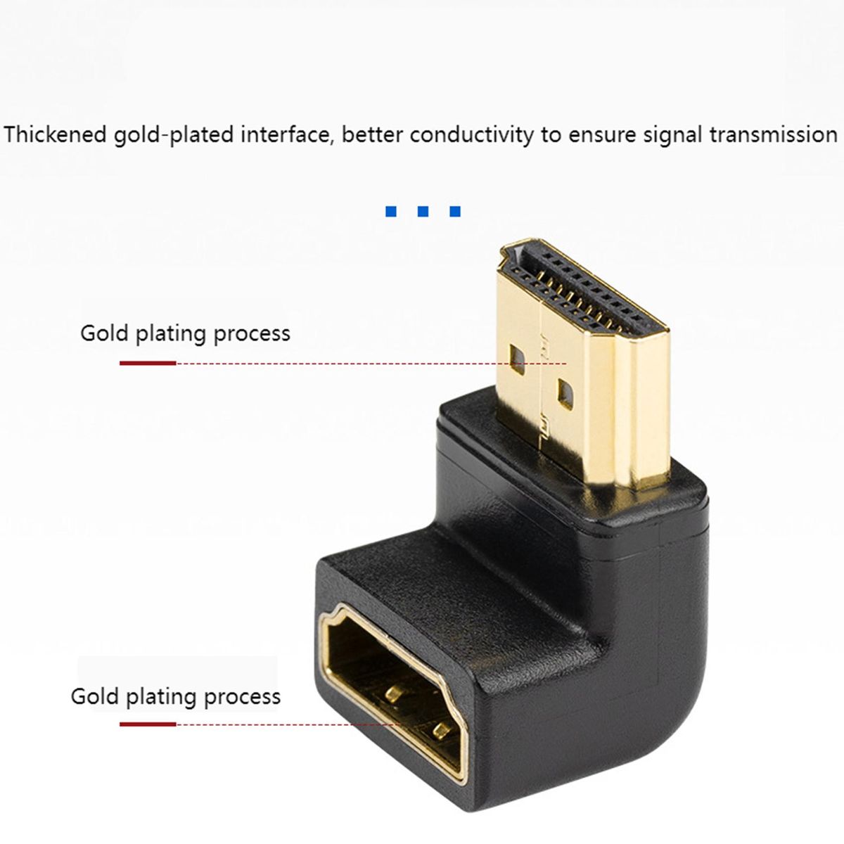 HDMI-Compatible 2.1 Male to Female Adapter AM/AF Computer TV HD Adapter, Supports 8K 60HZ Resolution/Dynamic HDR  90°
