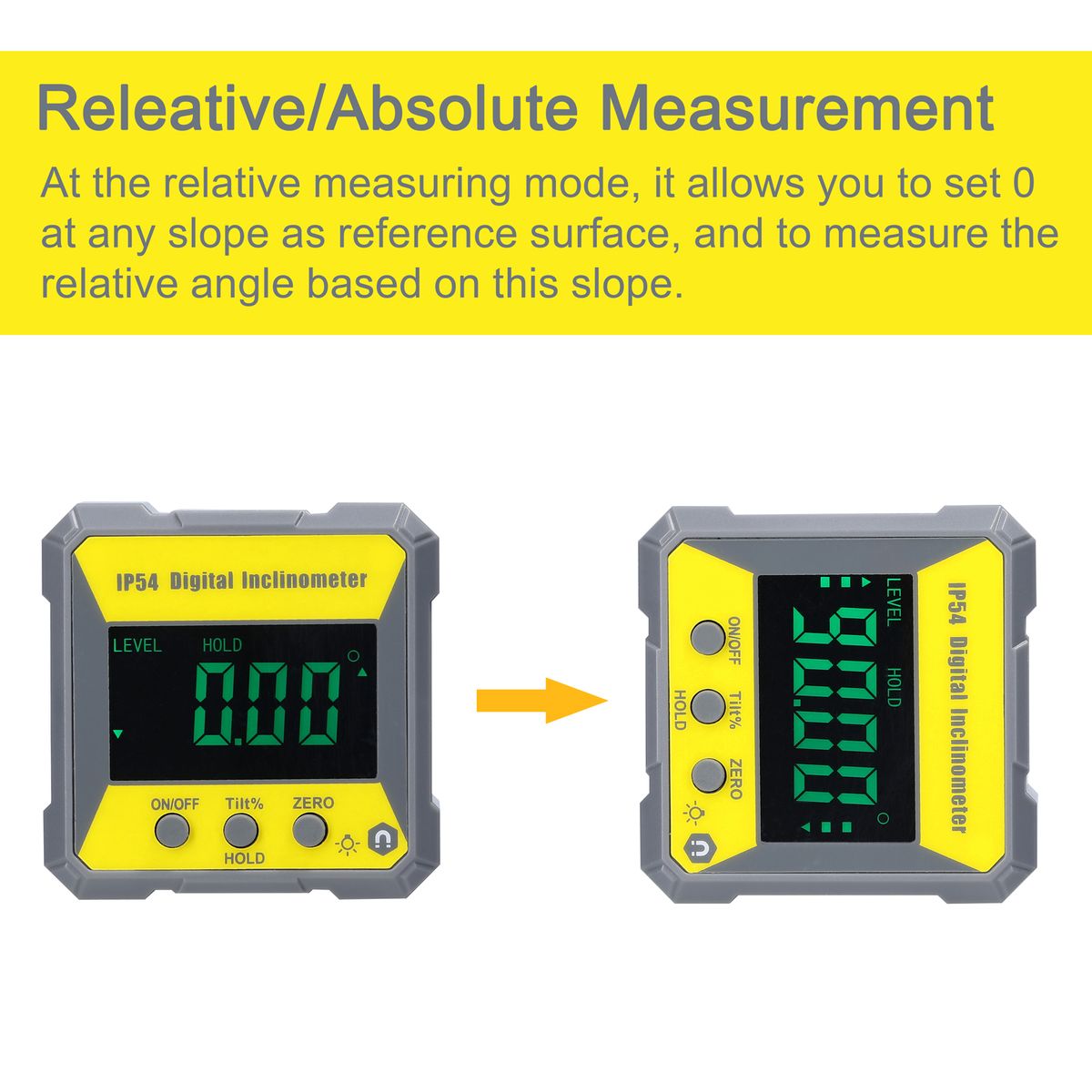 4*90° LCD Display Inclinometer Portable Inclinometer Level