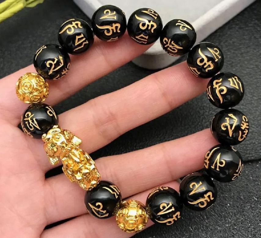 Good Luck Stone Beads Bracelet Men 14mm