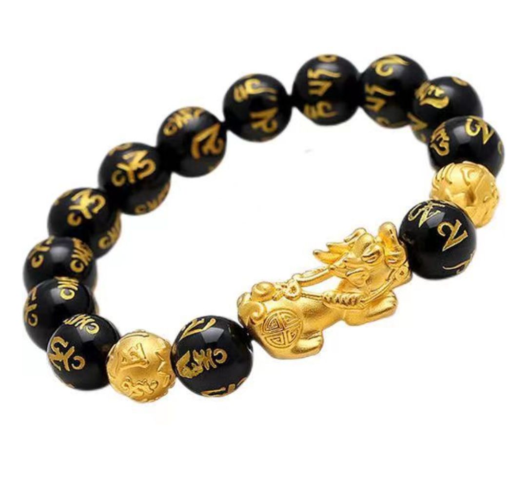Good Luck Stone Beads Bracelet Men 14mm