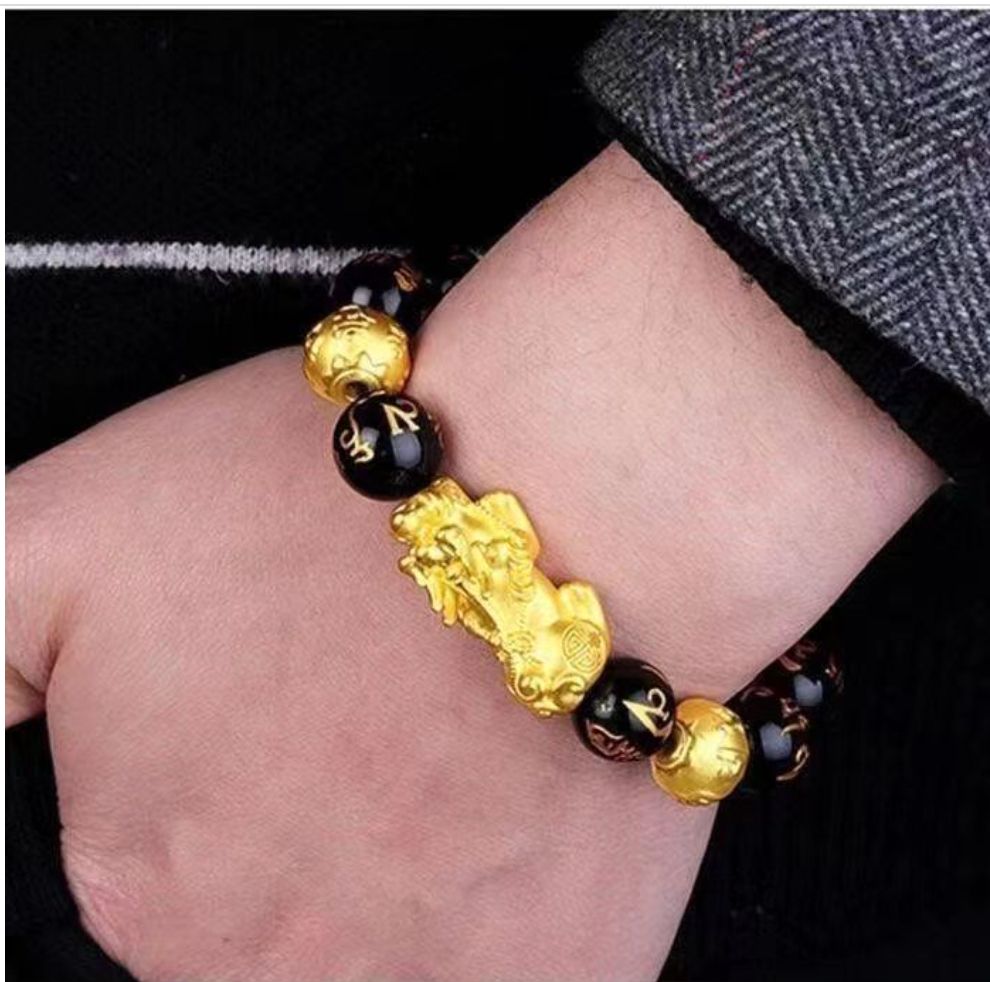 Good Luck Stone Beads Bracelet Men 14mm