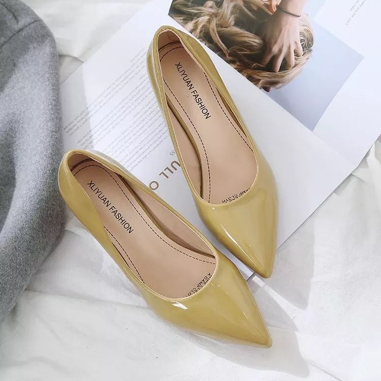 Comfortable Office Lady Chunky Heel Pumps- Yellow