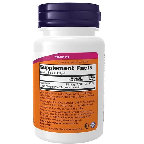 Vitamin D3 5000 IU, High Potency 120 Softgels