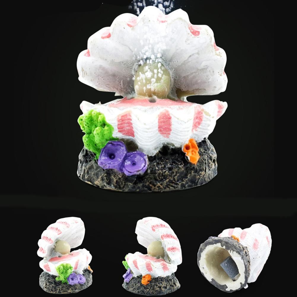 Artificial Resin Decoration Ornaments Pearl Shell Oxygen Pump Air Bubble Stone Fish Tank Aquarium Accessories Pearl Shell