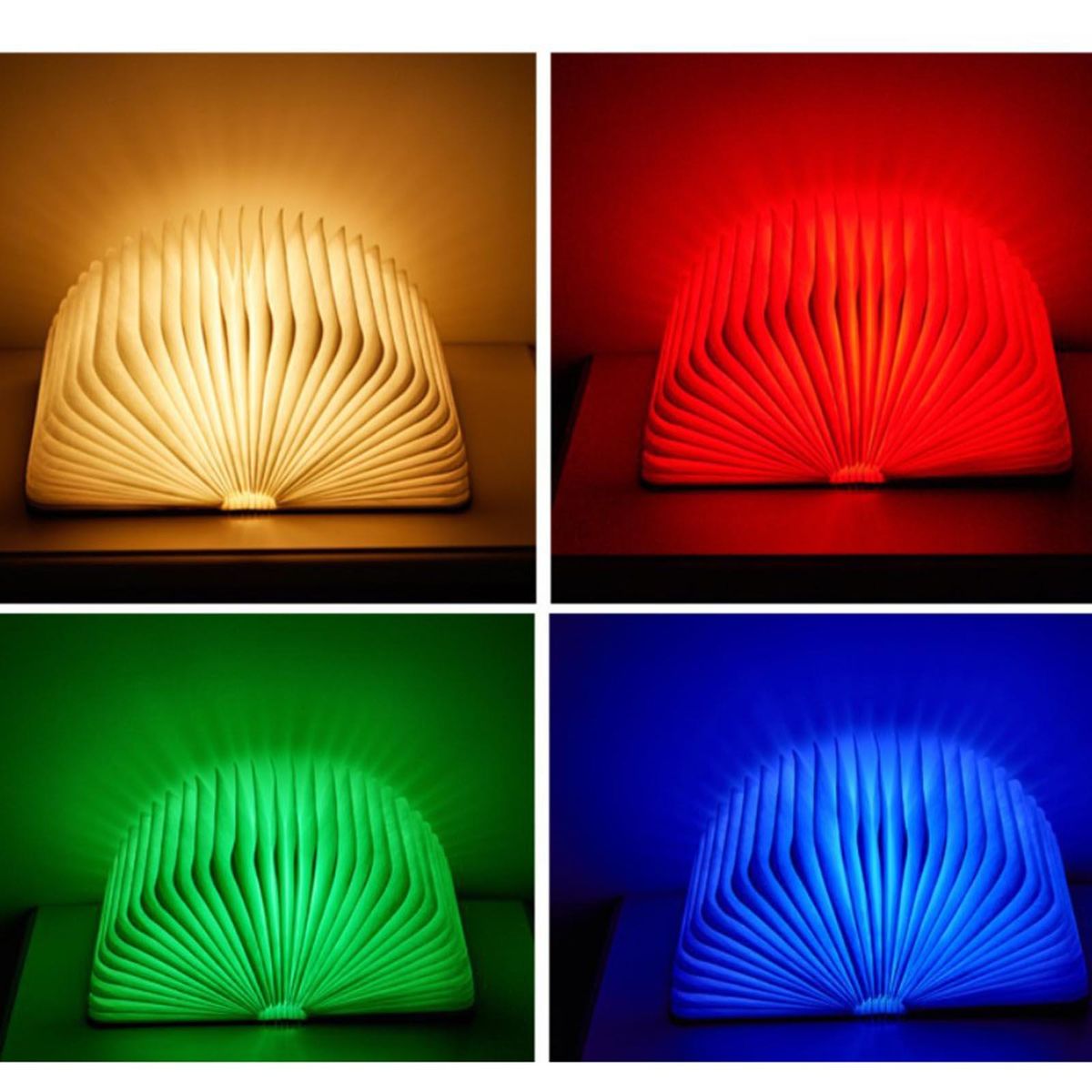 Wooden Book Lamp Folding Page Turning Night Lamp Table Lamp Paper Novelty LED Night Light USB Rechargeable Wooden Desk Lamp