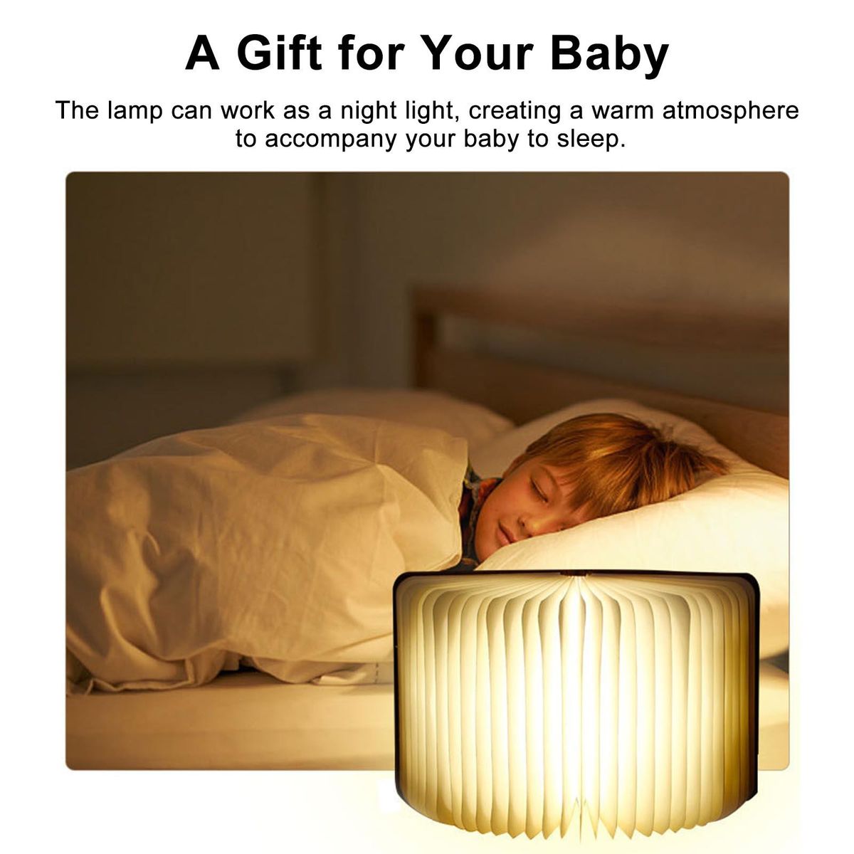 Wooden Book Lamp Folding Page Turning Night Lamp Table Lamp Paper Novelty LED Night Light USB Rechargeable Wooden Desk Lamp
