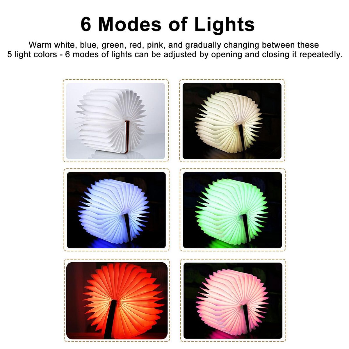 Wooden Book Lamp Folding Page Turning Night Lamp Table Lamp Paper Novelty LED Night Light USB Rechargeable Wooden Desk Lamp