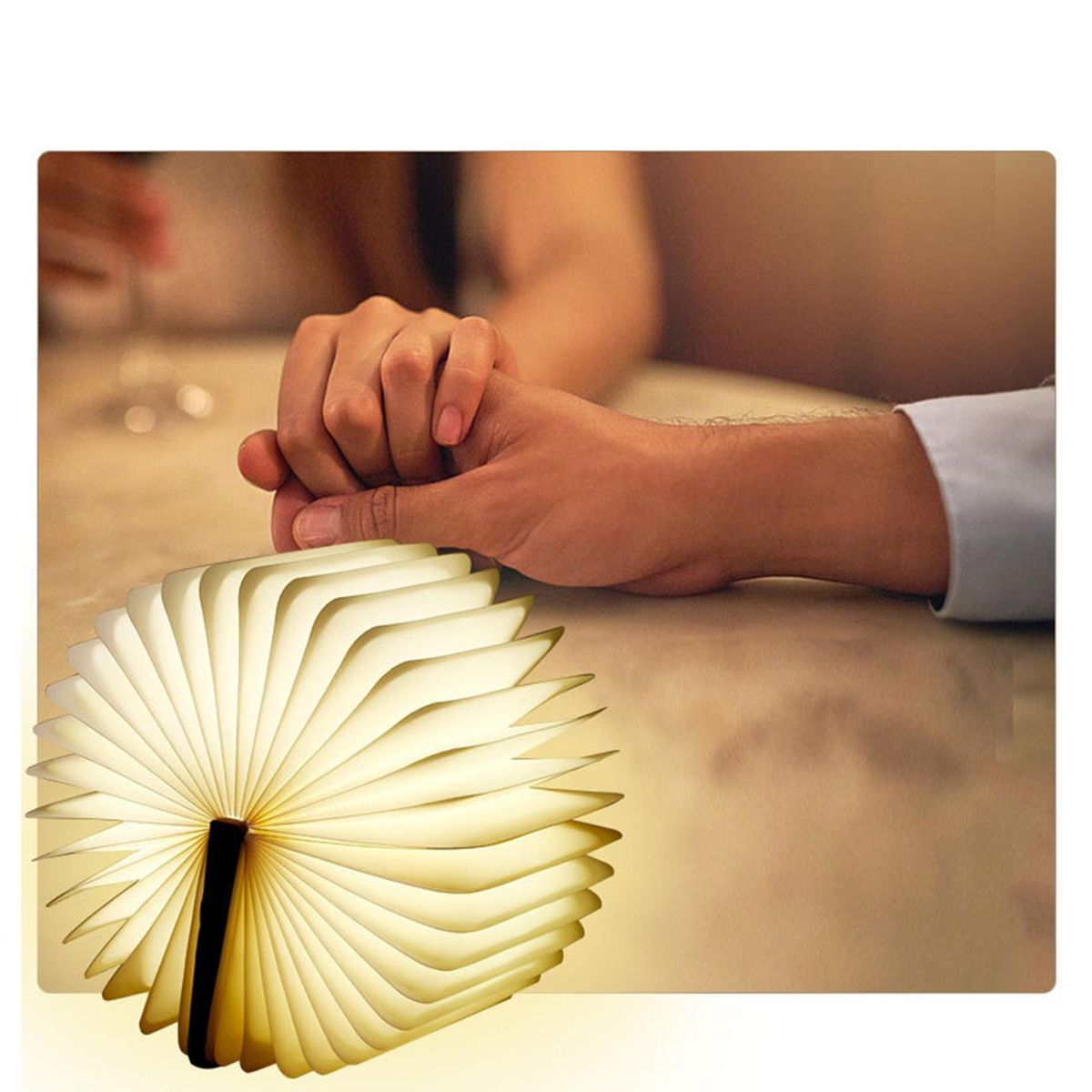 Wooden Book Lamp Folding Page Turning Night Lamp Table Lamp Paper Novelty LED Night Light USB Rechargeable Wooden Desk Lamp