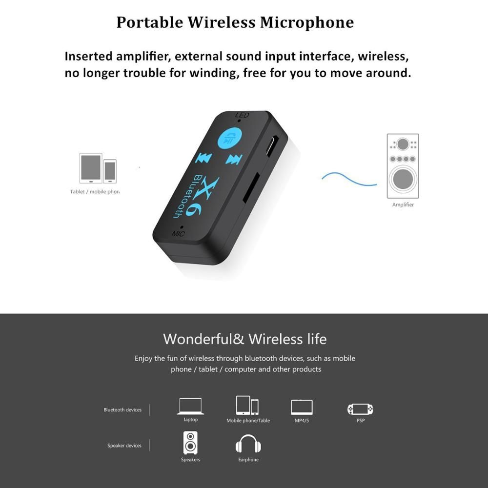 Bluetooth 5.0 Receiver Wireless Adapter 3.5mm TF Card