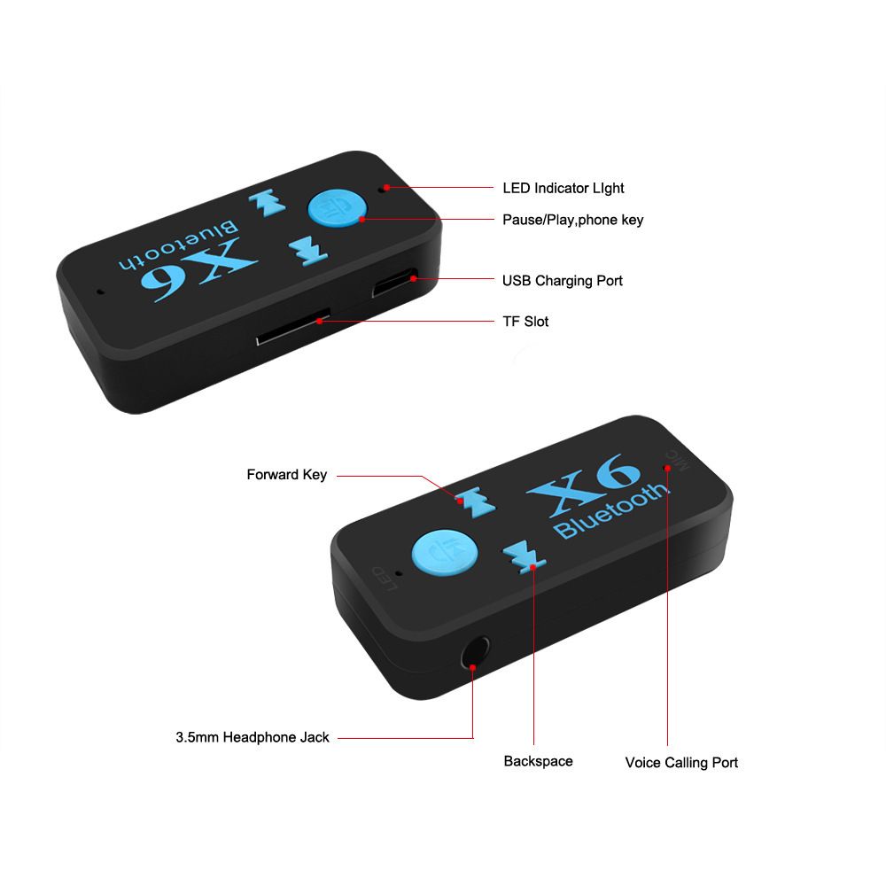 Bluetooth 5.0 Receiver Wireless Adapter 3.5mm TF Card