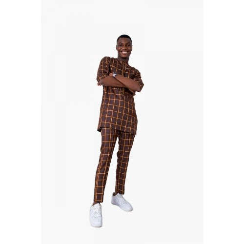 Check Traditional Attire For Men - Brown