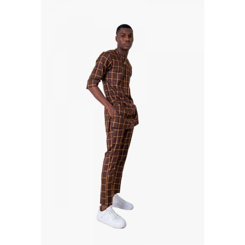 Check Traditional Attire For Men - Brown