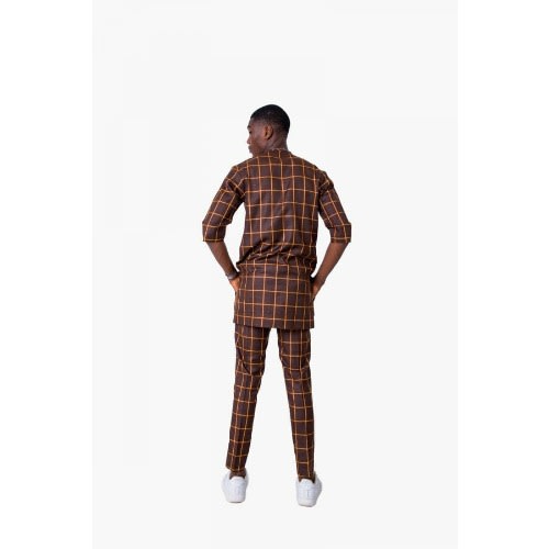 Check Traditional Attire For Men - Brown