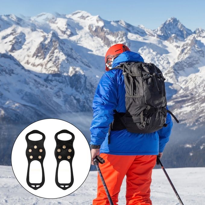 1 Pair 5 Teeth Crampons Anti-Slip Ice Gripper Cleats Shoe Boot Grips