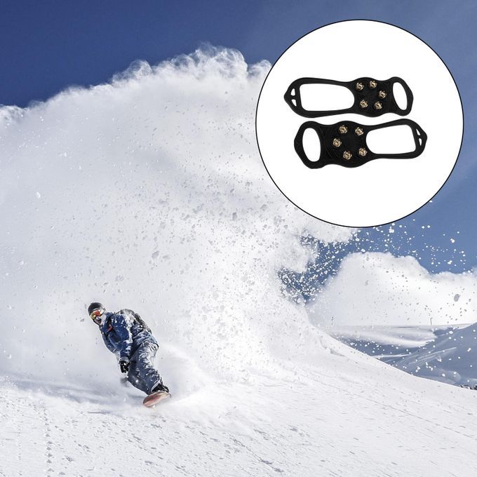 1 Pair 5 Teeth Crampons Anti-Slip Ice Gripper Cleats Shoe Boot Grips