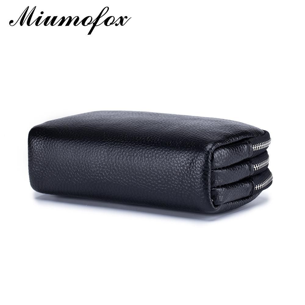 Three zipper medium and long wallet clutch bag women can put mobile phone large capacity simple wrist clutch bag female small bag Dark green