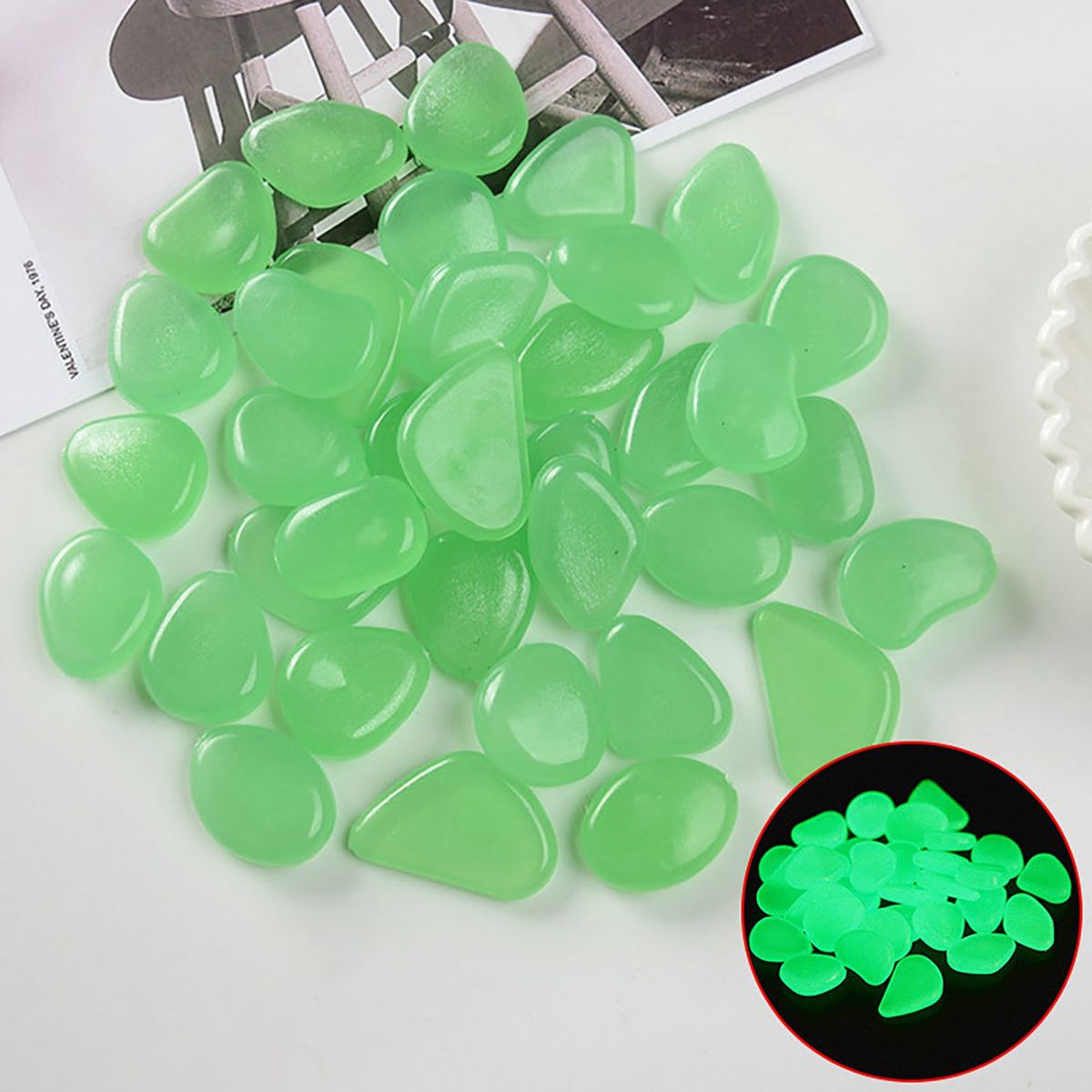 200Pcs Gravel Rocks   Flower Pots Color Stones Cyan Green