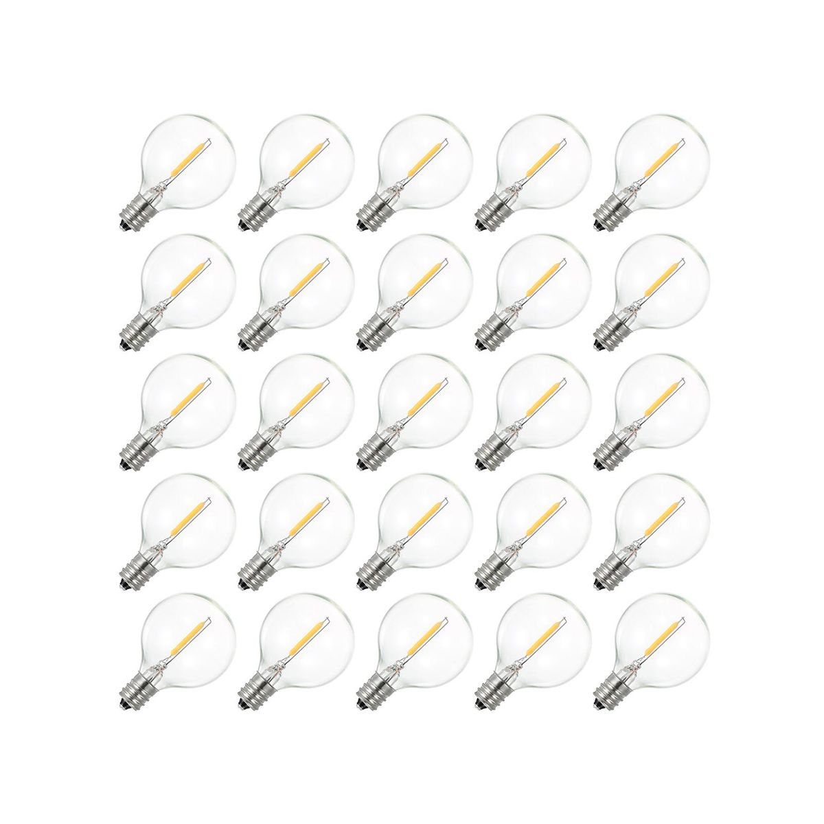 AC230V Globe LED G40 Bulb Lamp 25 Pack E12 Base Socket Holder IP44 Water Resistance Warm White for String Light Home Party Decoration Wedding