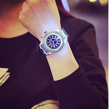 Geneva LED Waterproof Quartz Wrist Watches + Beaded Bracelet