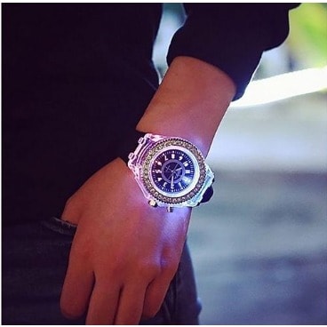 Geneva LED Waterproof Quartz Wrist Watches + Beaded Bracelet