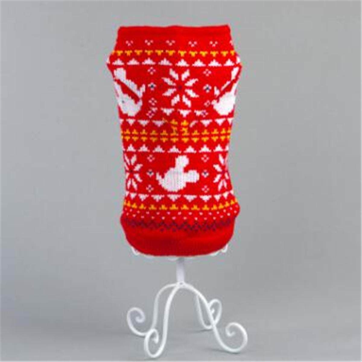 Pet Dog Knitted Breathable Warm Sweater Outwear Winter Red M 10INCH