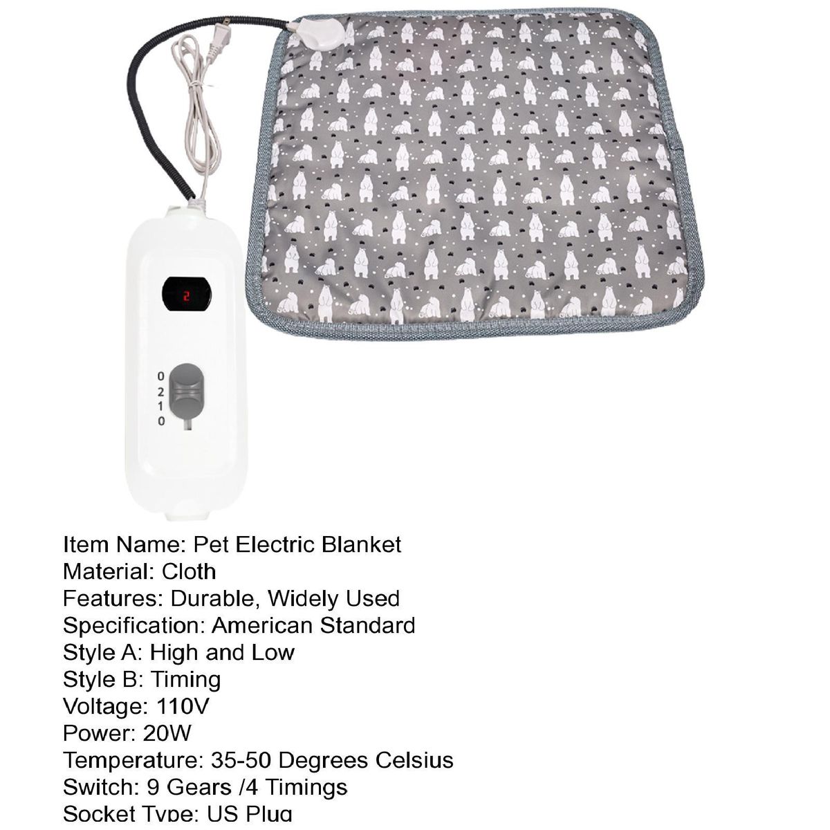Pet Heating Pad Pet Heating Sleeping Bed Mat Cushion US Plug