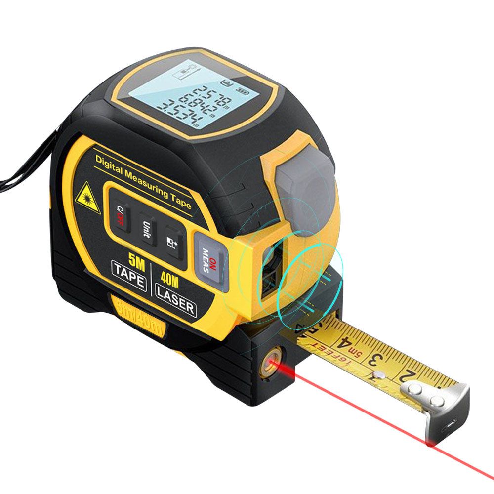 3in1 Laser Rangefinder 5m Tape Measure Ruler LCD Display