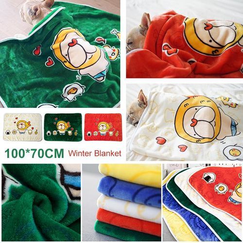 100*70CM Warm Flannel Pet Dog Cat Pad Blanket Warmin [Beige]