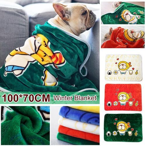 100*70CM Warm Flannel Pet Dog Cat Pad Blanket Warmin [Beige]
