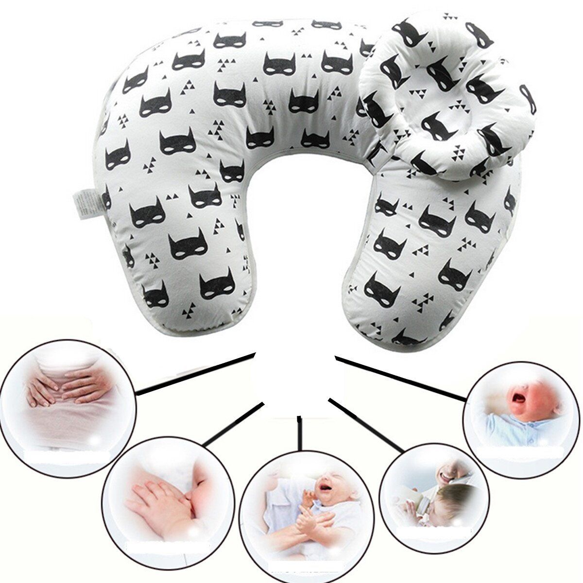 Detachable U-Shaped Maternity Breastfeeding Nursing Pillow Baby Newborn Black House