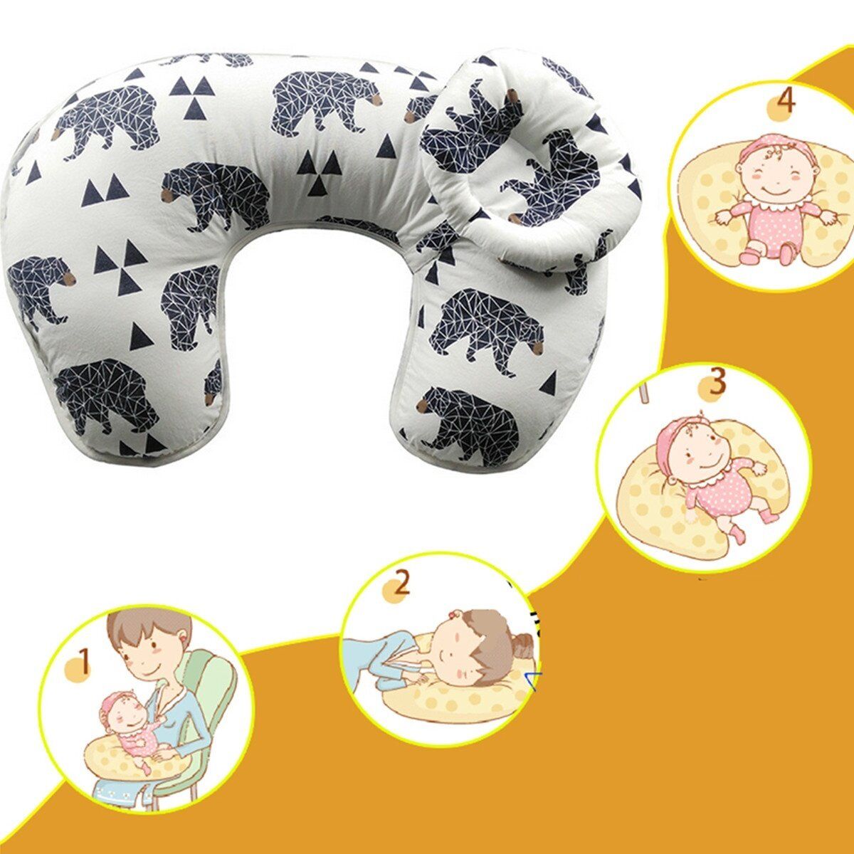 Detachable U-Shaped Maternity Breastfeeding Nursing Pillow Baby Newborn Black House