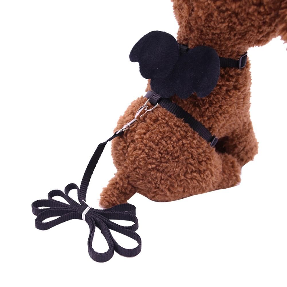 Cute Solid Color Mini Wings Nylon Pet Harness Chest-Black
