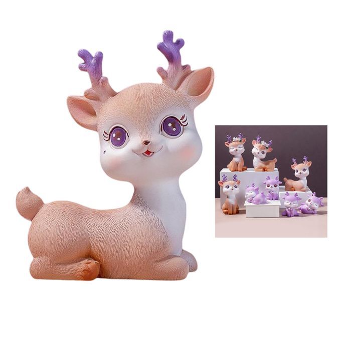 Resin Mini Deer Figurines Miniature Animal Statues Bonsai Style 4
