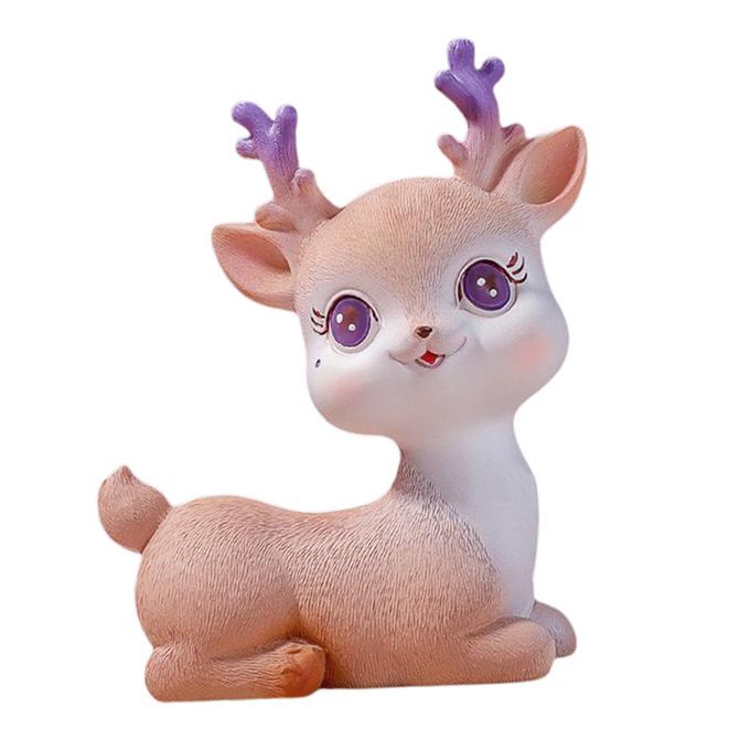 Resin Mini Deer Figurines Miniature Animal Statues Bonsai Style 4