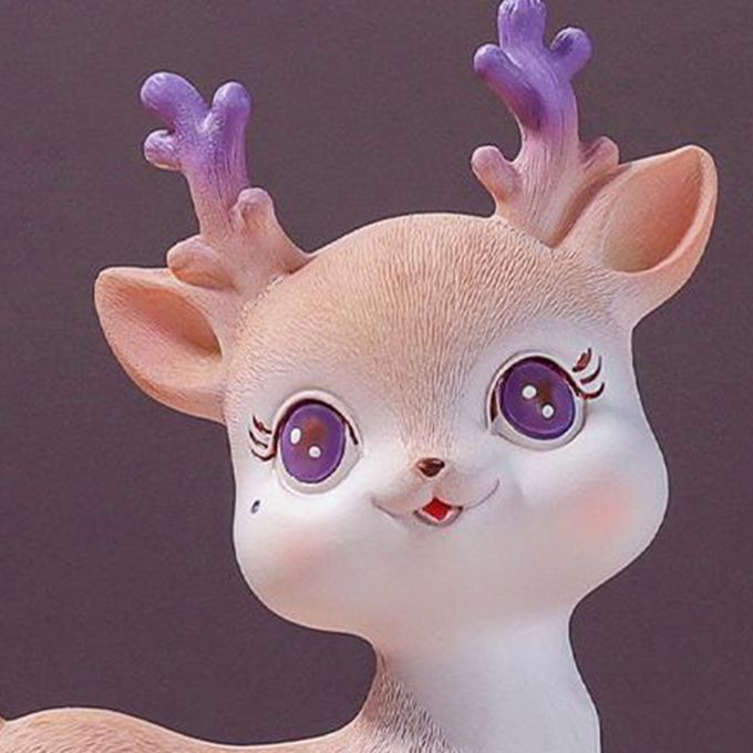Resin Mini Deer Figurines Miniature Animal Statues Bonsai Style 4