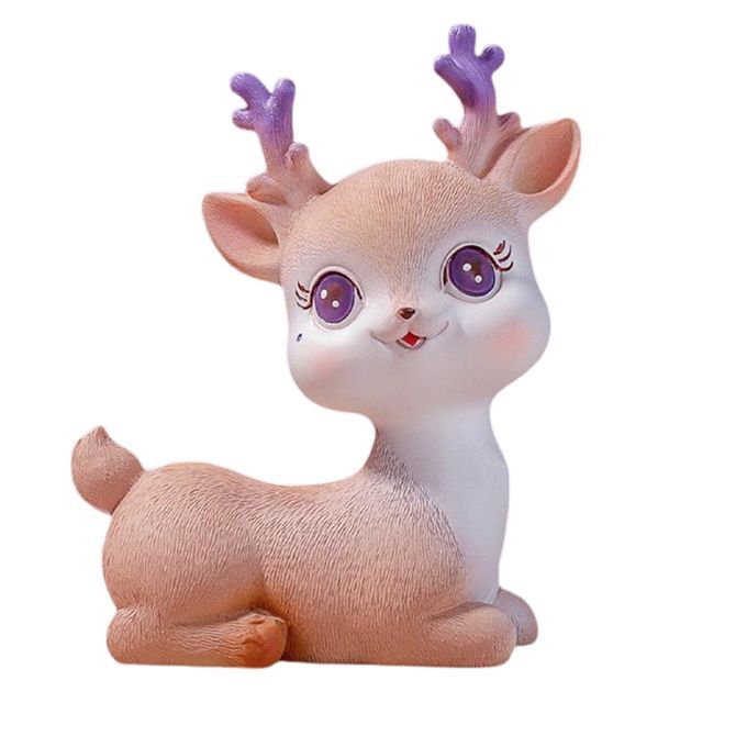 Resin Mini Deer Figurines Miniature Animal Statues Bonsai Style 4