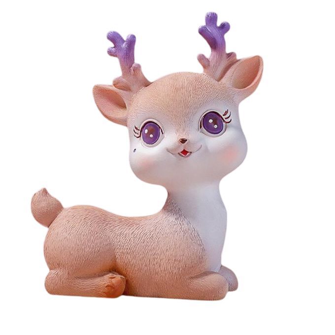 Resin Mini Deer Figurines Miniature Animal Statues Bonsai Style 4