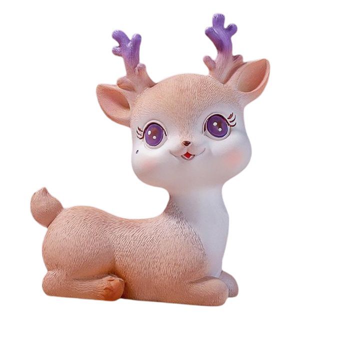 Resin Mini Deer Figurines Miniature Animal Statues Bonsai Style 4